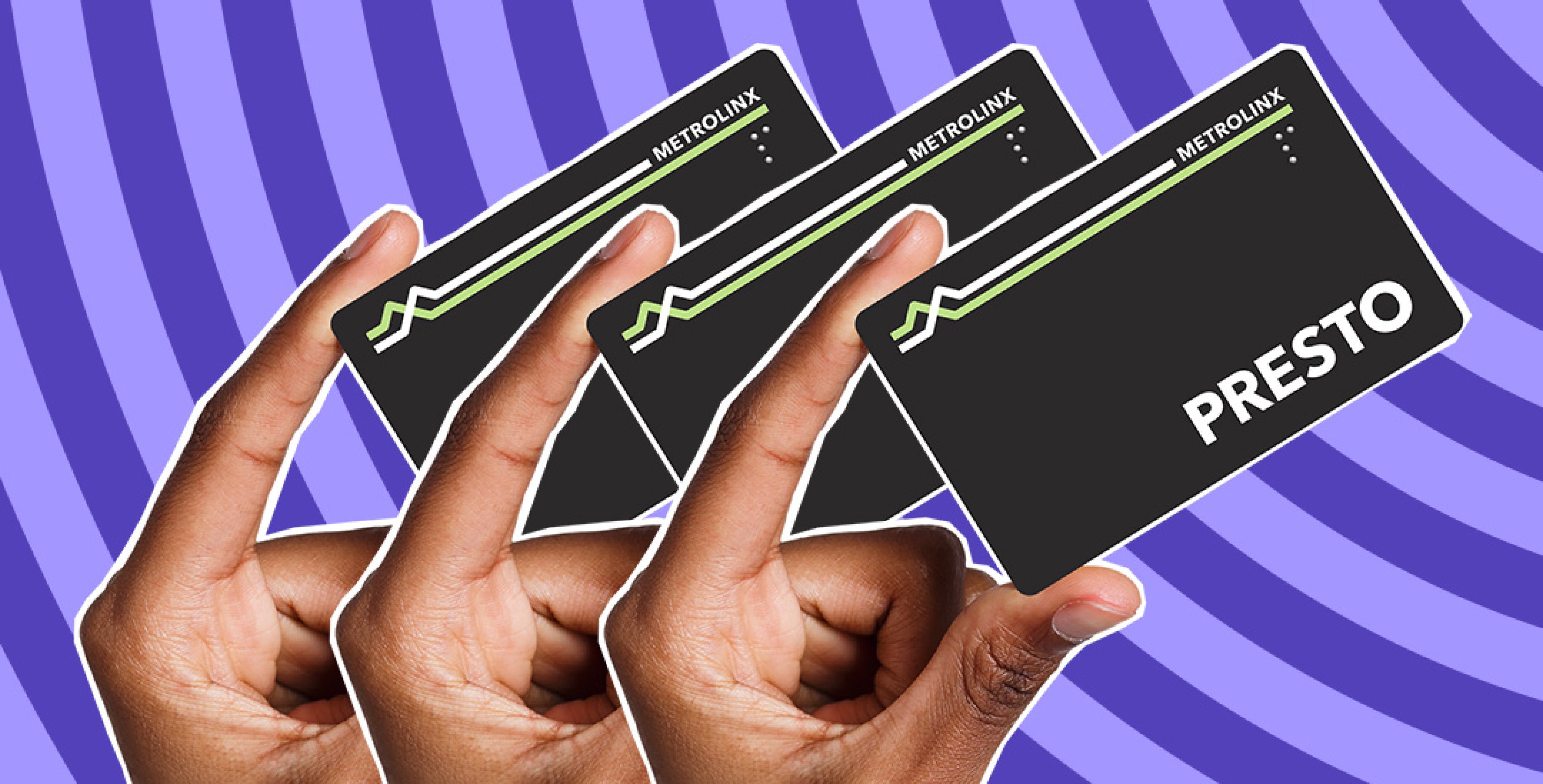 Banner image of hands holding a black PRESTO card
